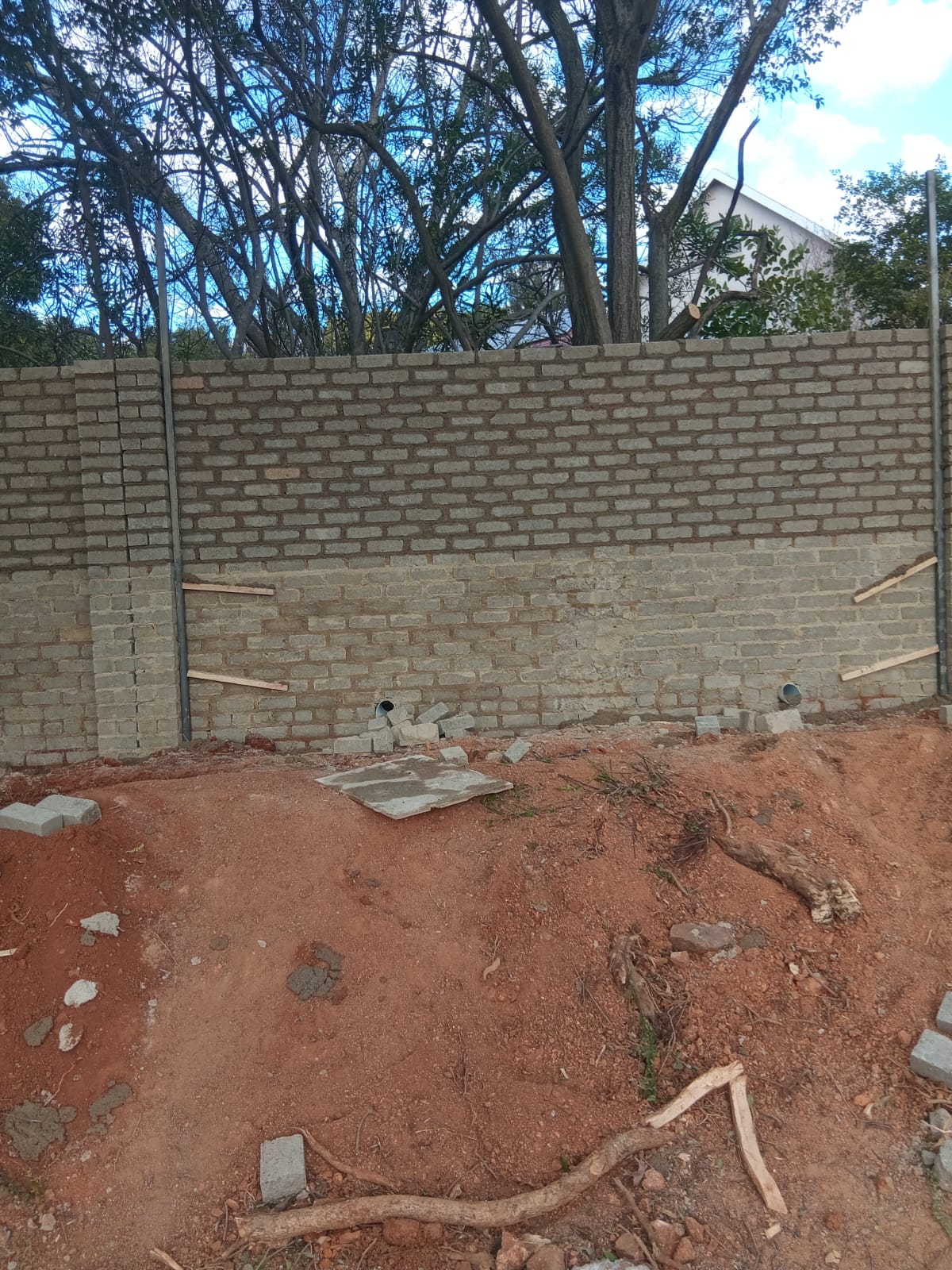 Plastering walls in progress